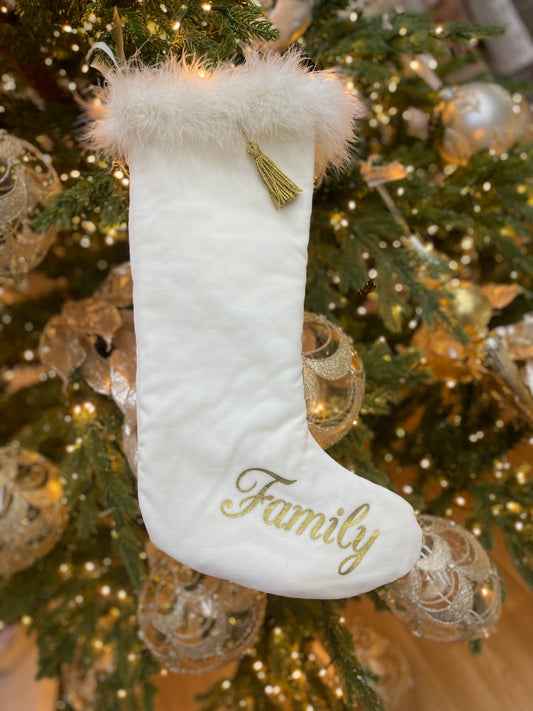 Calza natalizia decorativa bianca “Family” - Maison Paulette