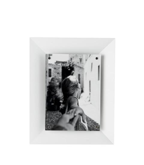 Portafoto rettangolare in acciaio bianco 17x22 cm – L’Oca Nera