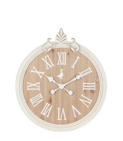 Orologio da Parete L’Oca Nera – Design Country Chic in Legno e Bianco