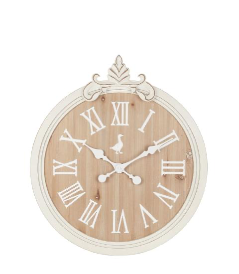 Orologio da Parete L’Oca Nera – Design Country Chic in Legno e Bianco