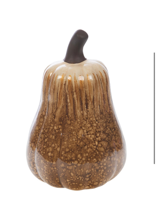 Zucca decorativa in ceramica color senape – H22 cm