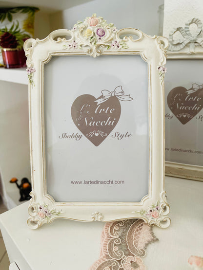 Portafoto Shabby Chic in Resina con Rose | L’Arte di Nacchi