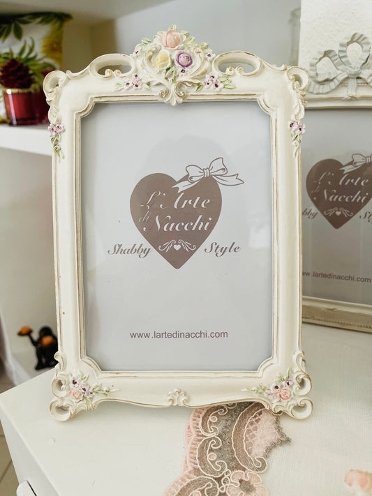 Portafoto Shabby Chic in Resina con Rose | L’Arte di Nacchi