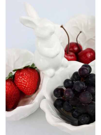 Hoff-Interieur Antipastiera con coniglio in ceramica bianca 20 cm