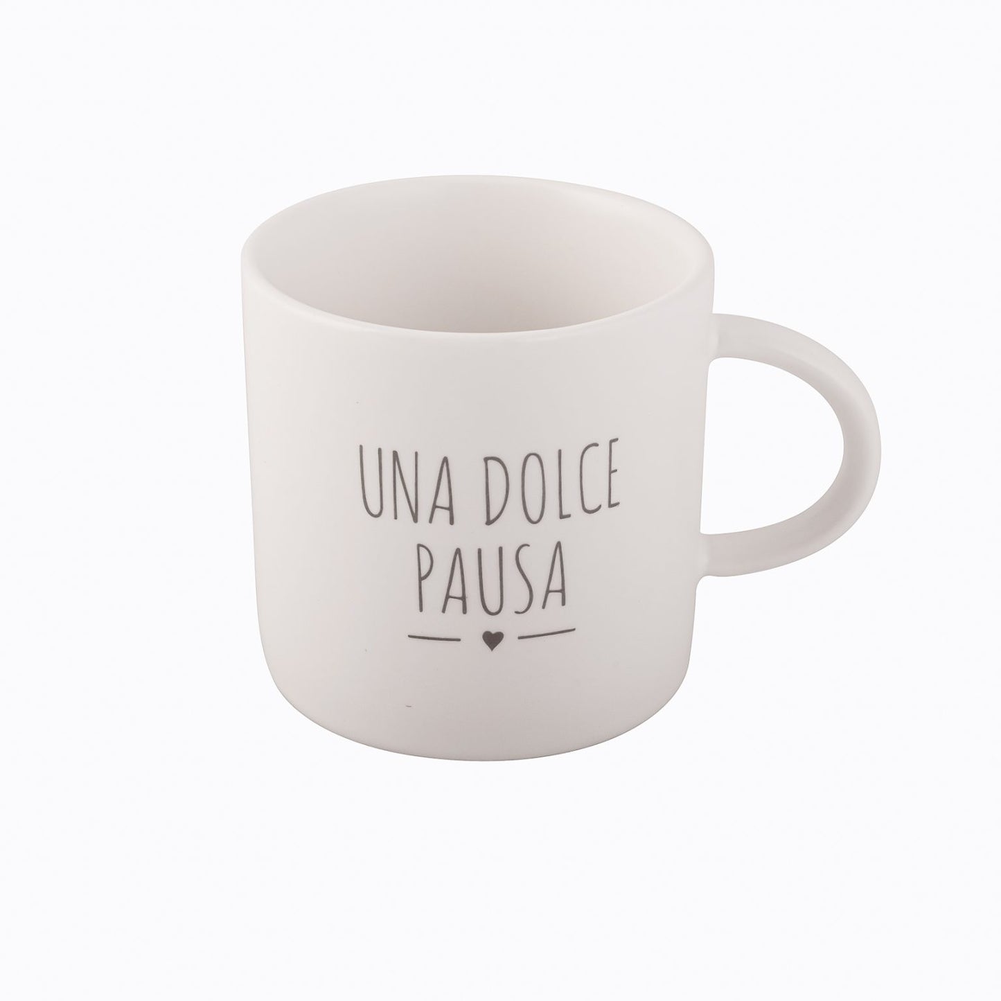 Set Tazza e Piattino in Ceramica Bianca – Scritta “Una Dolce Pausa” | Nuvole di Stoffa