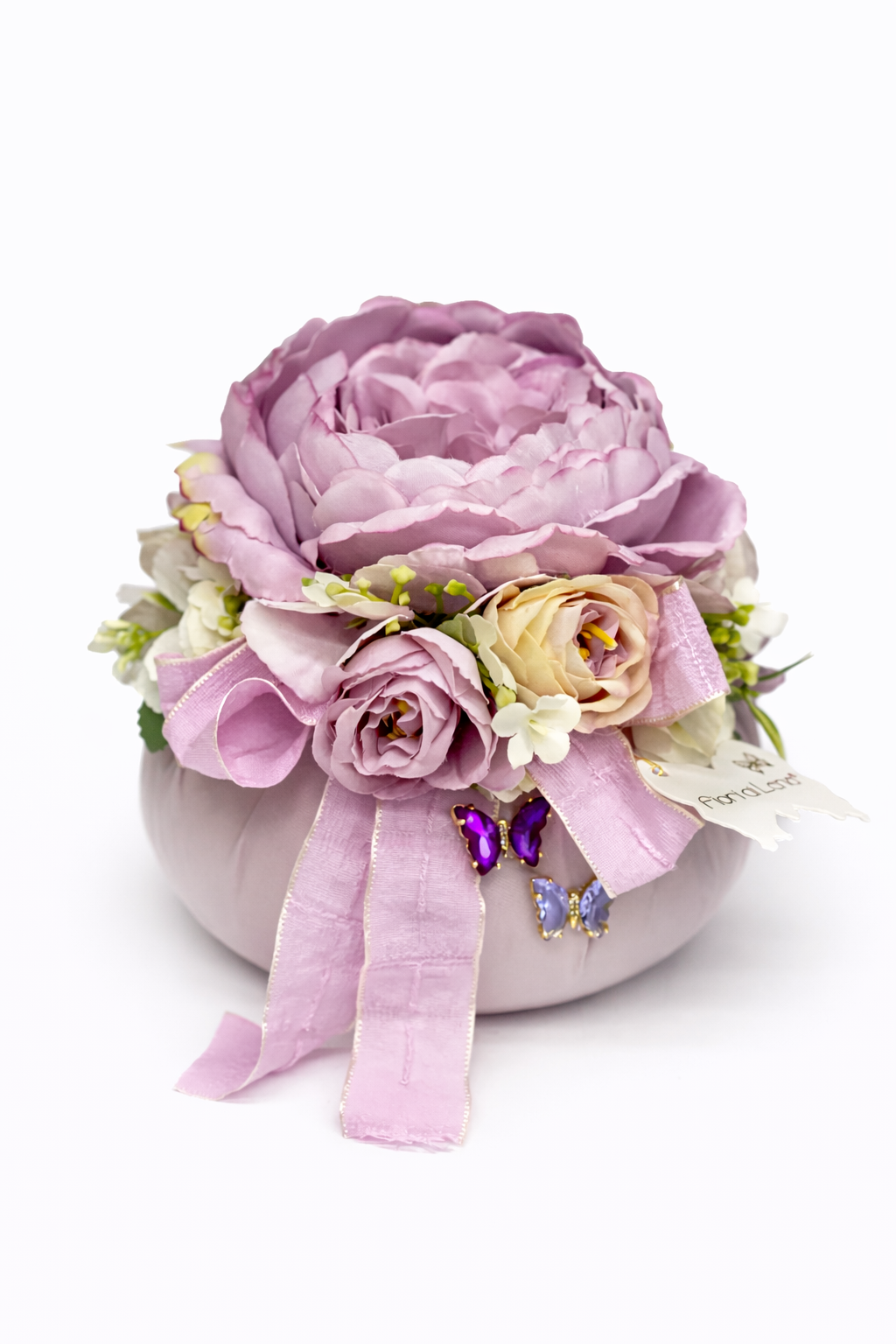 Fiori di Lena - Pouf Profumato con Peonia, Ortensie e Doppia Farfalla Decorativa