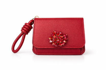 Portafoglio compatto donna con zip e charm – piccolo elegante con laccetto | Fiori di Lena