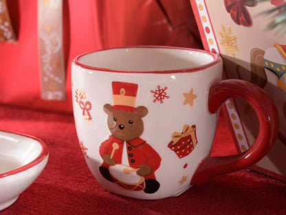 Set Tazzine da Caffè Natalizie in Ceramica con Piatto “Vintage Toys”