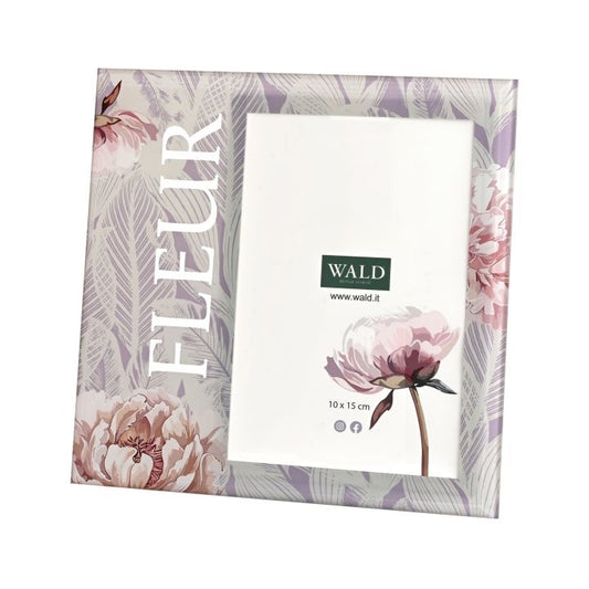 Portafoto in vetro WALD decoro Peonia – Collezione Trasparenze