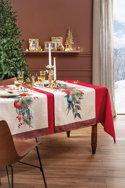 Runner Natalizio Stelle di Natale Anti Macchia - L’Oca Nera - 155x50 cm