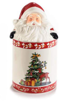 Barattolo in ceramica con Babbo Natale e Albero di Natale