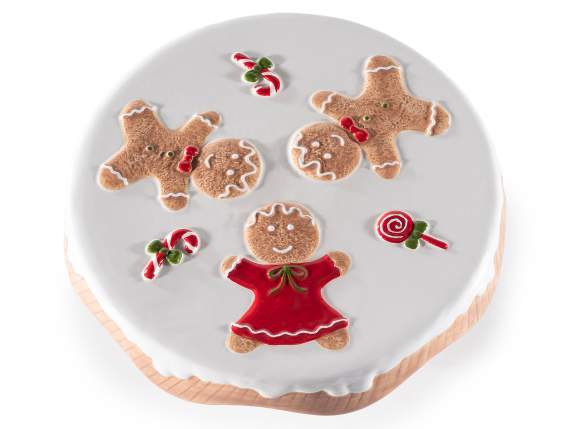 Alzatina in ceramica con decorazioni natalizie in rilievo