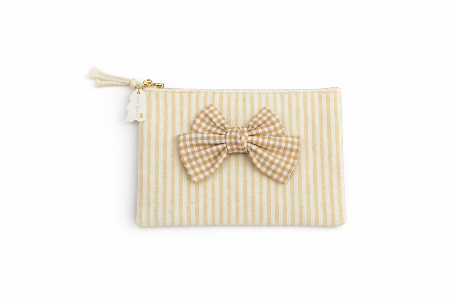 Pochette con zip e fiocco in tessuto – Fiori di Lena