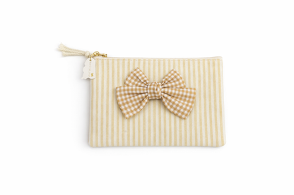 Pochette con zip e fiocco in tessuto – Fiori di Lena