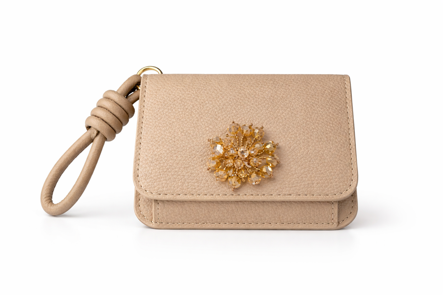 Portafoglio compatto donna con zip e charm – piccolo elegante con laccetto | Fiori di Lena