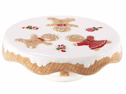 Alzatina in ceramica con decorazioni natalizie in rilievo