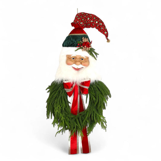 FUORIPORTA SANTA CLAUS CON GHIRLANDA FIORI DI LENA