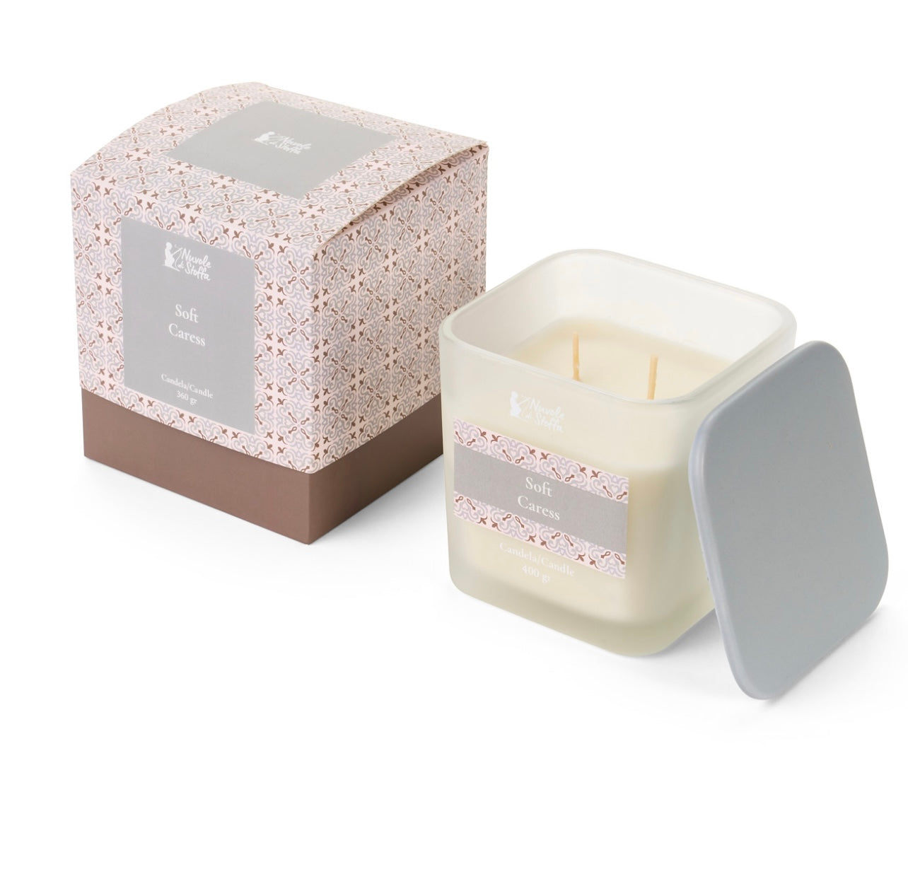 Candela Profumata Soft Caress in Vetro con Tappo – Nuvole di Stoffa
