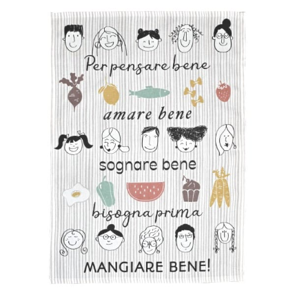 Set 2 Strofinacci in Cotone con Decoro Essere Felici e Mangiar Bene – Wald