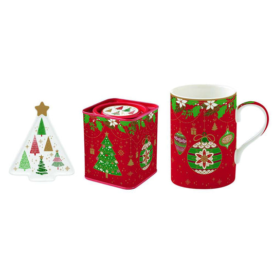 Set mug con poggiabustine e scatola in latta JINGLE BELLS di EASYLIFE