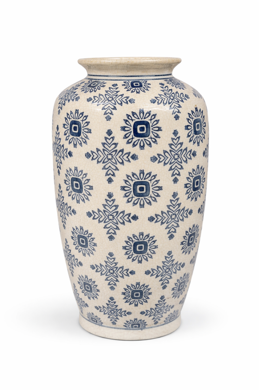 Vaso decorativo in ceramica bianco e blu | EGO