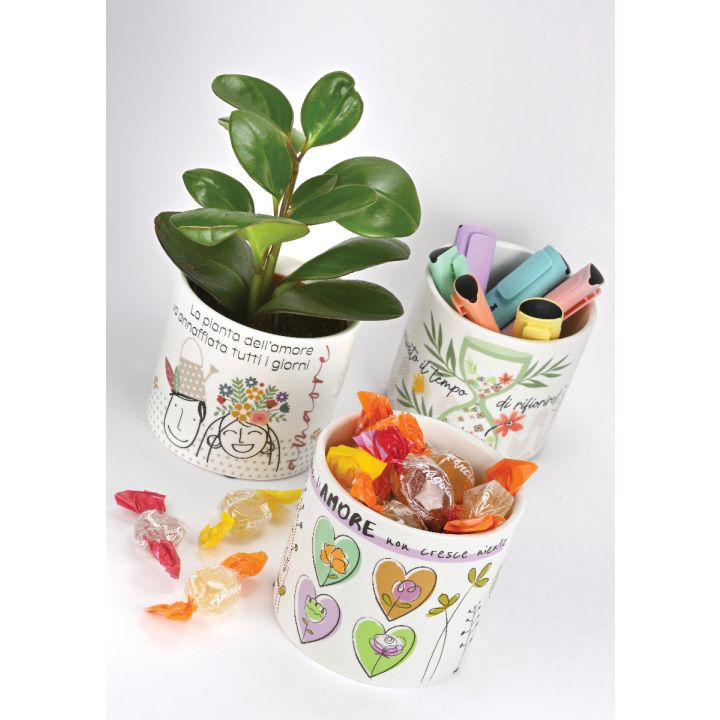 Cache Pot in Porcellana WALD Positivitime "La felicità"