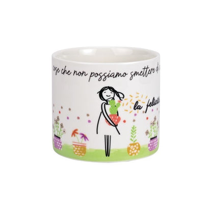 Cache Pot in Porcellana WALD Positivitime "La felicità"