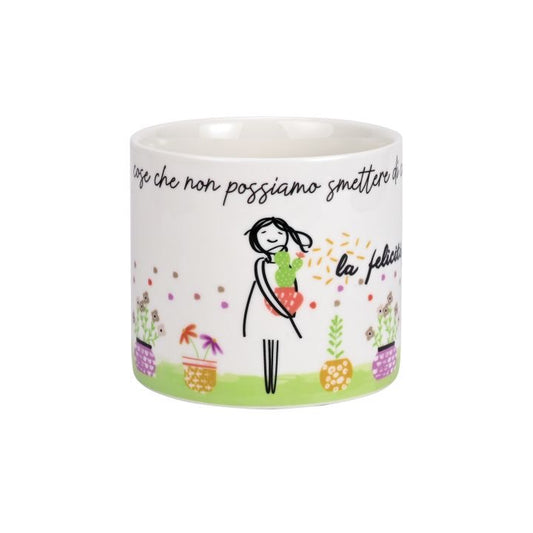 Cache Pot in Porcellana WALD Positivitime "La felicità"