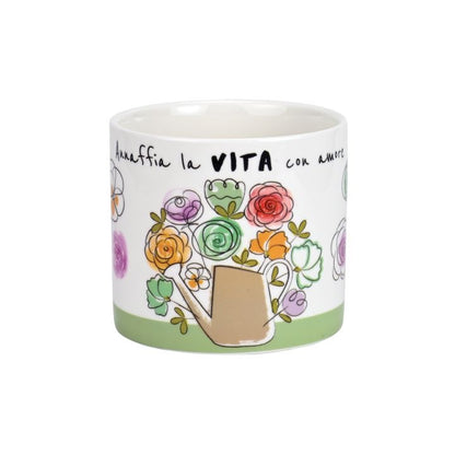Cache Pot in Porcellana WALD Positivitime "Annaffia la vita"