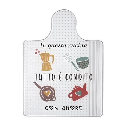 Sottopentola in Vetro con Manico WALD Positivitime “Condito con Amore”
