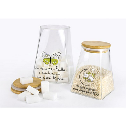 Barattolo in Vetro con Tappo in Legno WALD Positivitime “Chi Sogna in Grande”