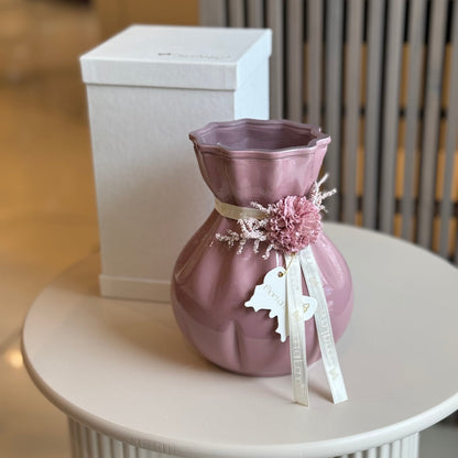 Fiori di Lena – Vasetto in vetro con dalia e nebbiolina h20 cm