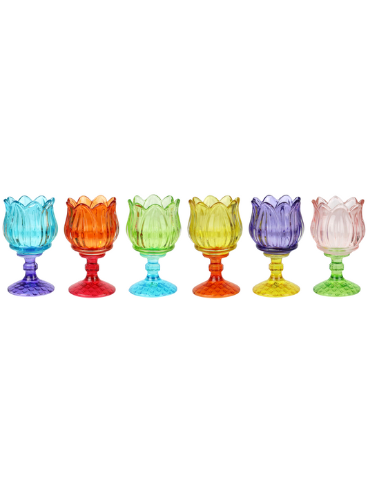 Hoff-Interieur Portacandela Tulipano in vetro colorato H12,5 cm