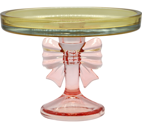 Hoff-Interieur Alzatina in vetro Glow Bow con fiocco rosa H17 cm