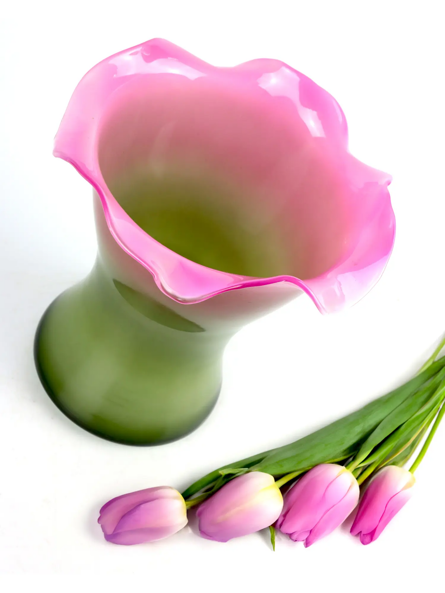 Hoff-Interieur Vaso in vetro Colour Bloom verde e rosa