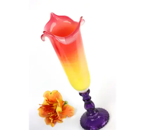 Hoff-Interieur Vaso su piede in vetro Colour Bloom H42 cm