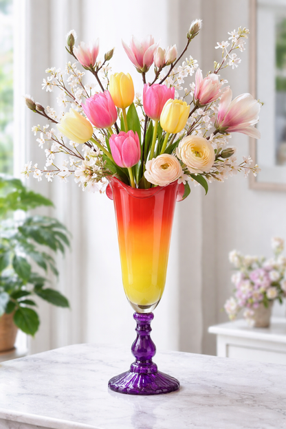 Hoff-Interieur Vaso su piede in vetro Colour Bloom H42 cm