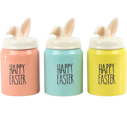 Hoff-Interieur Barattolo pasquale con coperchio orecchie di coniglio Happy Easter
