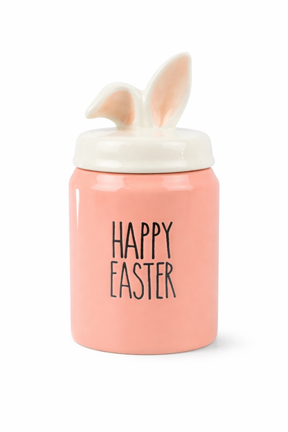 Hoff-Interieur Barattolo pasquale con coperchio orecchie di coniglio Happy Easter