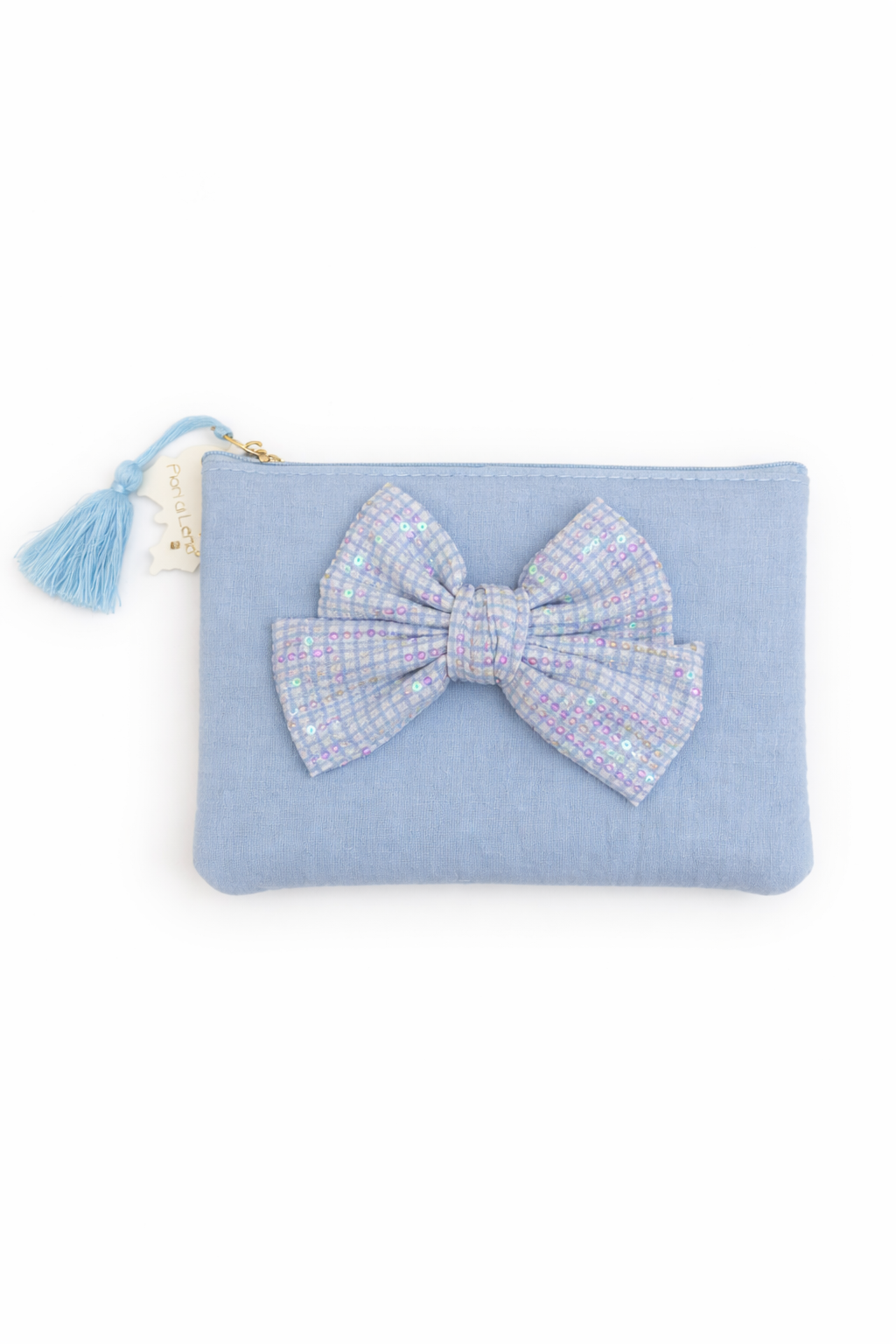 Pochette trucco con fiocco e paillettes – Fiori di Lena