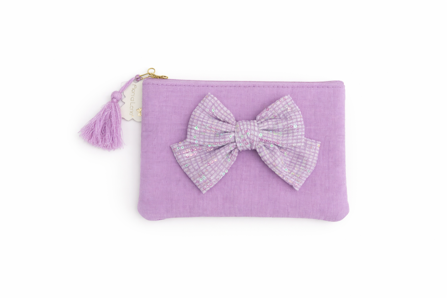 Pochette trucco con fiocco e paillettes – Fiori di Lena