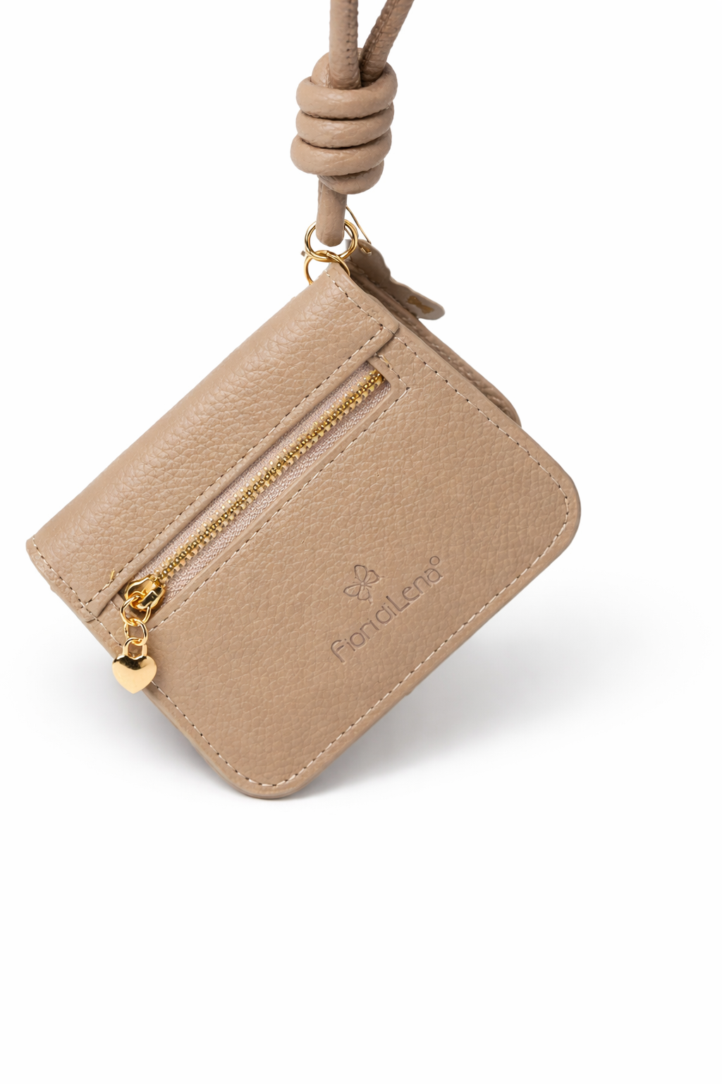 Portafoglio compatto donna con zip e charm – piccolo elegante con laccetto | Fiori di Lena