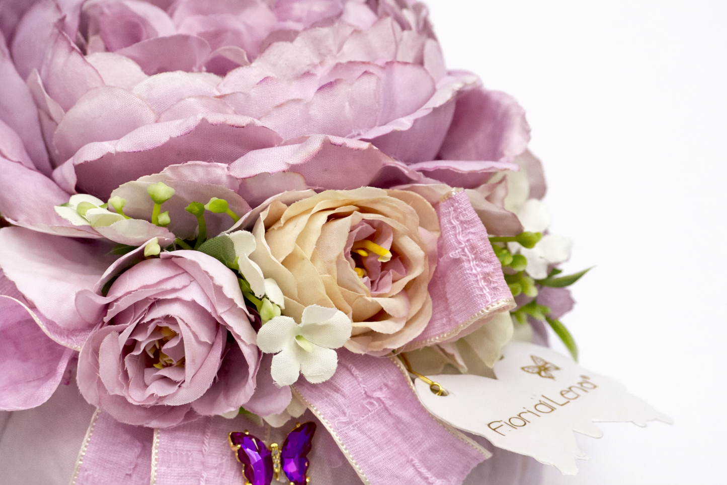 Fiori di Lena - Pouf Profumato con Peonia, Ortensie e Doppia Farfalla Decorativa