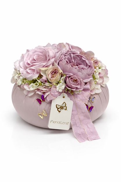 Fiori di Lena Pouf Profumato con Peonie, Rose, Ortensie e Farfalle Decorative