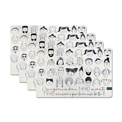 SET 4 TOVAGLIETTE AMERICANE DECORO MINIMAL  WALD
