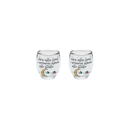 SET BICCHIERI CAFFE' IN BOROSILICATO CON DECORO RISI E SORRISI WALD