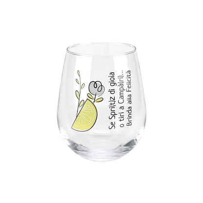 SET 6 BICCHIERI IN VETRO CON DECORO BRINDA ALLA VITA WALD