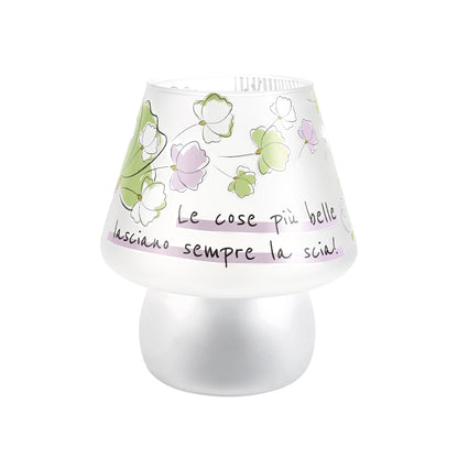 LAMPADA IN VETRO A BATTERIA CON  LED INCLUSO DECORO NATURAL WALD