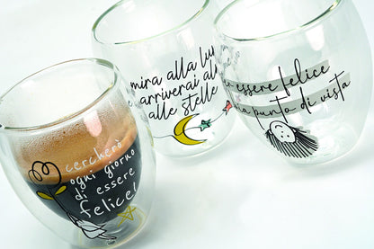 SET BICCHIERI CAFFE' IN BOROSILICATO CON DECORO NATURAL WALD