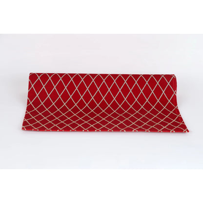 RUNNER NATALIZIO ROSSO CON GLITTER FIORI DI LENA